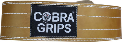 Weight Power Lifting Belt 4” Wide Cobra Grips Best Premium Genuine Leather Belt for Men & Women Adjustable Weightlifting Back Support (Brown, Medium 32"-40")