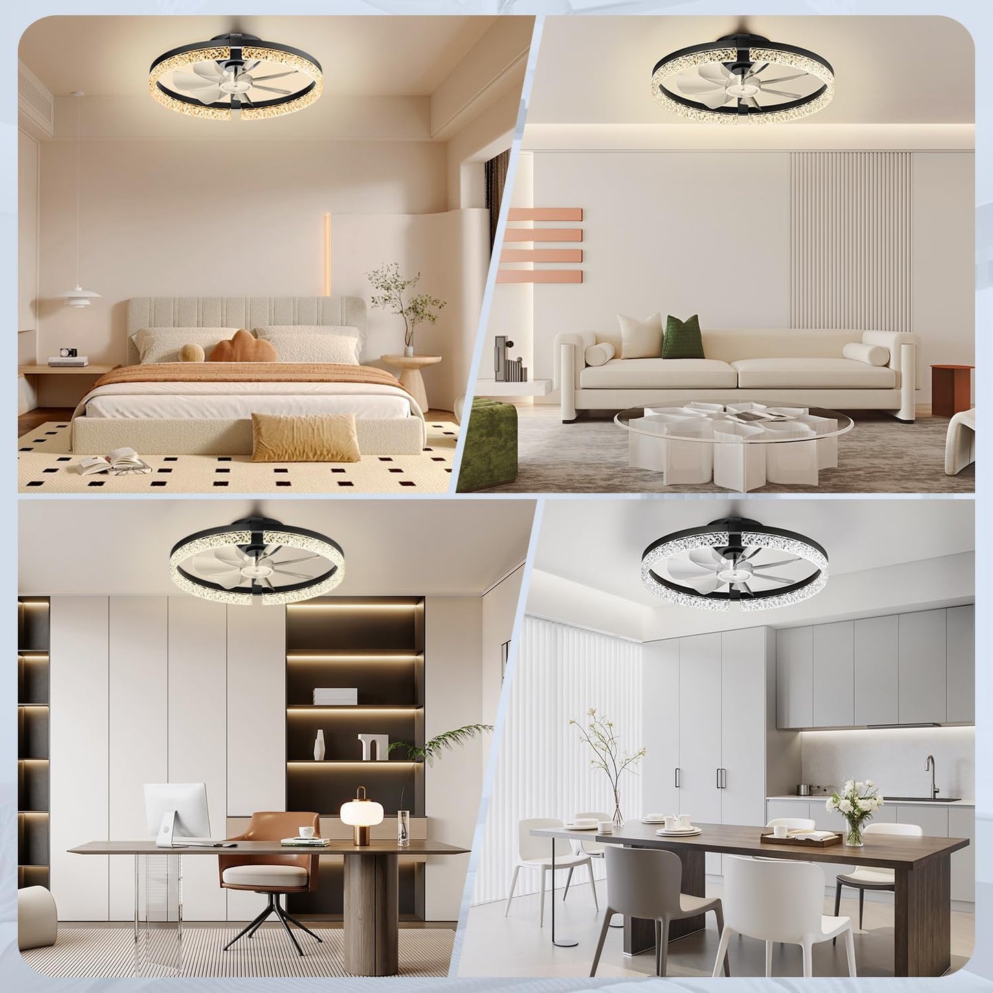 StarryEver Ceiling Fans with Lights and Remote, 18 Inch Modern Smart Ceiling Fan, 6 Speeds and 3000K-6500K Dimmable LED Fan Light, Low Profile Ceiling Fan for Bedroom, Living Room, Dining Room, Black