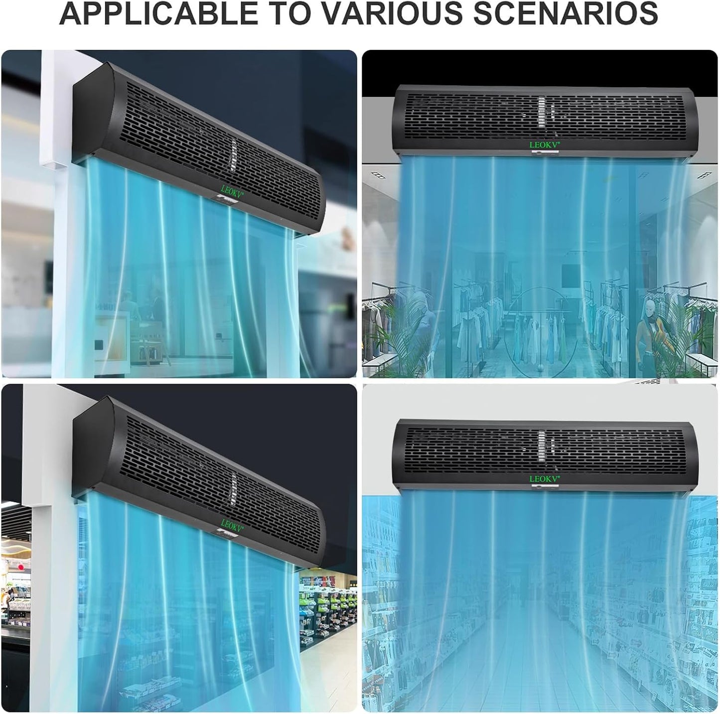Air Curtain Black 36 Inch 2 Speeds Remote Control Air Curtain Super Power,Door Blower to Keep Flies Out,Magnetic Door Switch Air Curtains for Doors Commercial,Household Unheated,All-copper wire motors