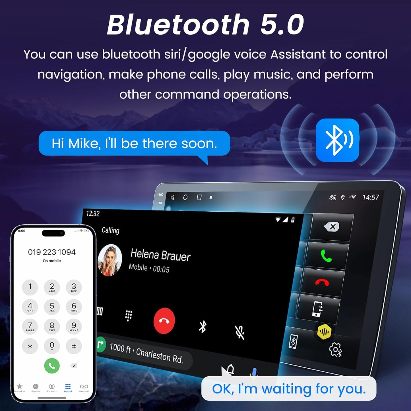 Radio Stereo Upgrade Replacement for Ford Transit 150 250 350 2015–2019: 9” IPS Touchscreen Head Unit, Wireless CarPlay Android Auto, Bluetooth 5.0 FM GPS WiFi DSP, 2GB RAM 64GB ROM