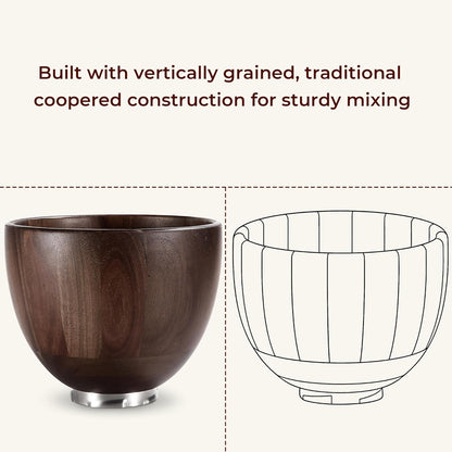 Wooden Mixing Bowl Official Acacia Wooden Bowl Compatible with KitchenAid Stand Mixer 4.5 & 5 QT Tilt-Head Models