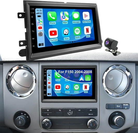 Upgrade Car Radio for Ford F250/F350 2006-2016, F-150 F150 2004-2008, Mercury Milan 2006-2009, Shelby GT500 2007-2009, 7 Inch Touch Screen Stereo with Wireless Carplay Android Auto GPS FM WiFi Camera