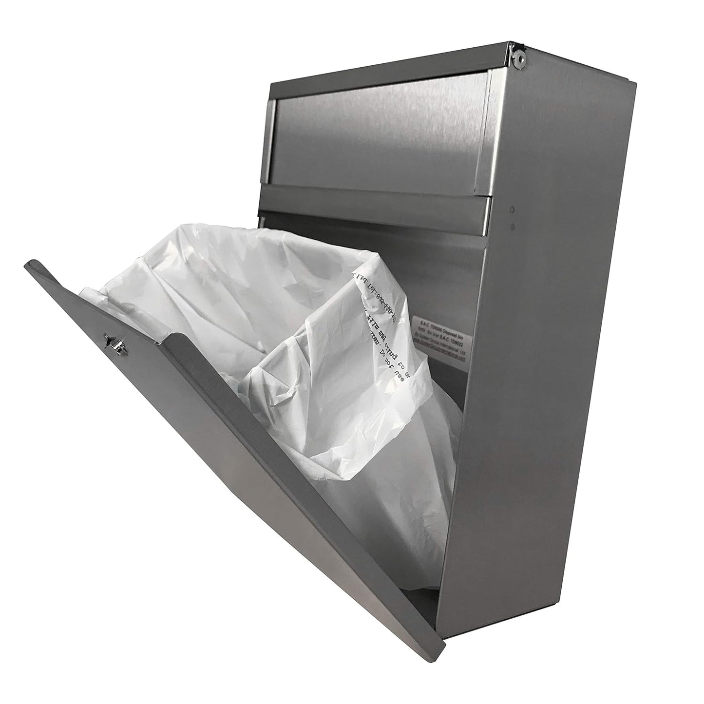 Stainless Steel Wall-Mounted Trash Receptacle with Front Access Door