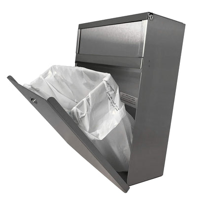 Stainless Steel Wall-Mounted Trash Receptacle with Front Access Door