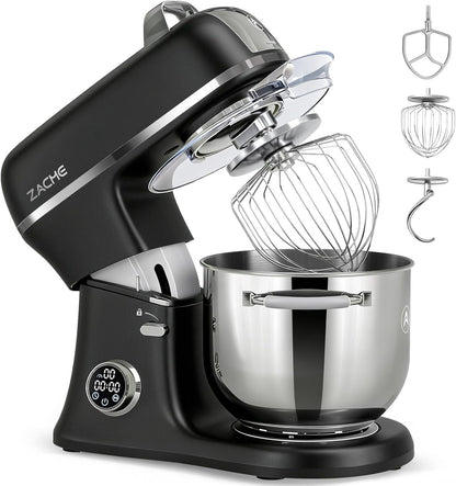Zacme 7 Quart Stand Mixer Aluminum Die Casting, 650W 12 Speed Tilt-Head Kitchen Electric-Black Stand Mixer, Household Food Mixer with Stainless Steel Bowl, Dough Hook, Whisk and Beater (Black)