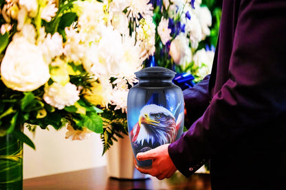 Fishing Cremation Urn for Human Ashes | Adult Cremation Urn for Ashes, Urn for Men & Women, Handmade Funeral Urns with Velvet Bag 200cubic Inch. (Blue, Adult)