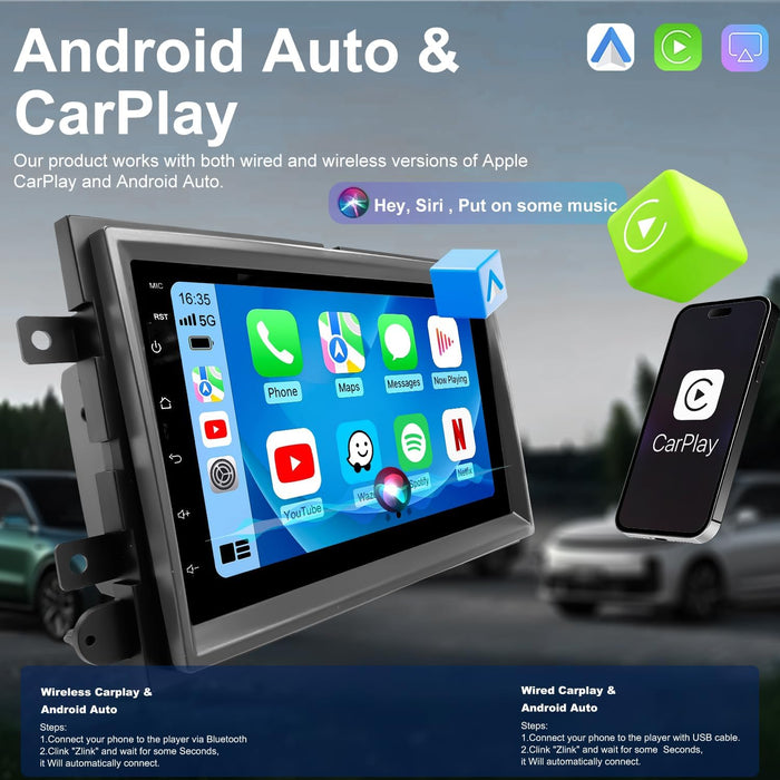 Upgrade Car Radio for Ford F250/F350 2006-2016, F-150 F150 2004-2008, Mercury Milan 2006-2009, Shelby GT500 2007-2009, 7 Inch Touch Screen Stereo with Wireless Carplay Android Auto GPS FM WiFi Camera