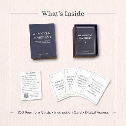 We Might Be Something | Romantic Date-Night Card Game for First Dates and New Couples | Conversation and Chemistry Deck for Early Dating | Great Gift for New Daters