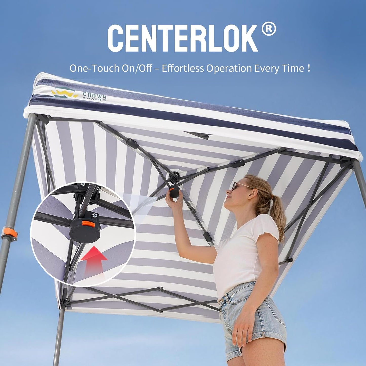 CROWN SHADES 4x4 Pop Up Changing Tent, Patented One-Push Center Lock Portable Changing Room, Privacy Canopy for Camping, Poolside, Beach, Photoshoots, Blue/White