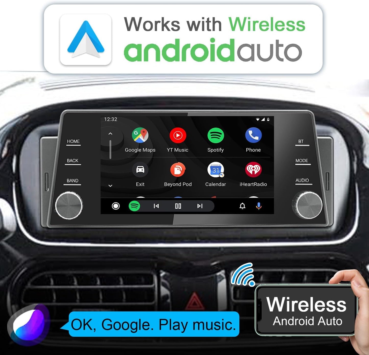 Single Din Car Radio Wireless CarPlay Wireless Android Auto, 5 Inch Touchscreen Car Stereo Head Unit with Mirror Link, GPS Navigation, USB/Bluetooth, FM Radio