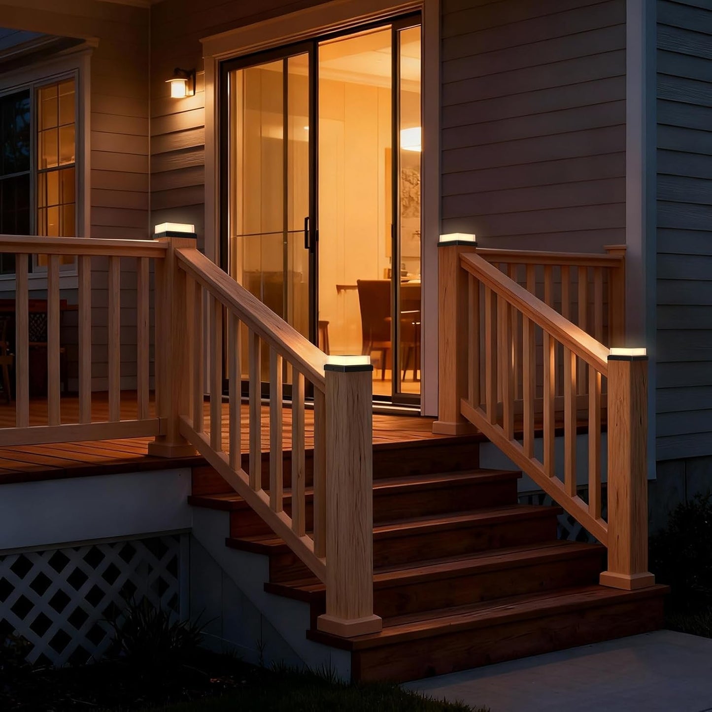 Outdoor Waterproof with Warm White Lighting Black Waterproof Cap Post Lights fit 3.5x3.5/4x4 Wooden/Vinyl Posts