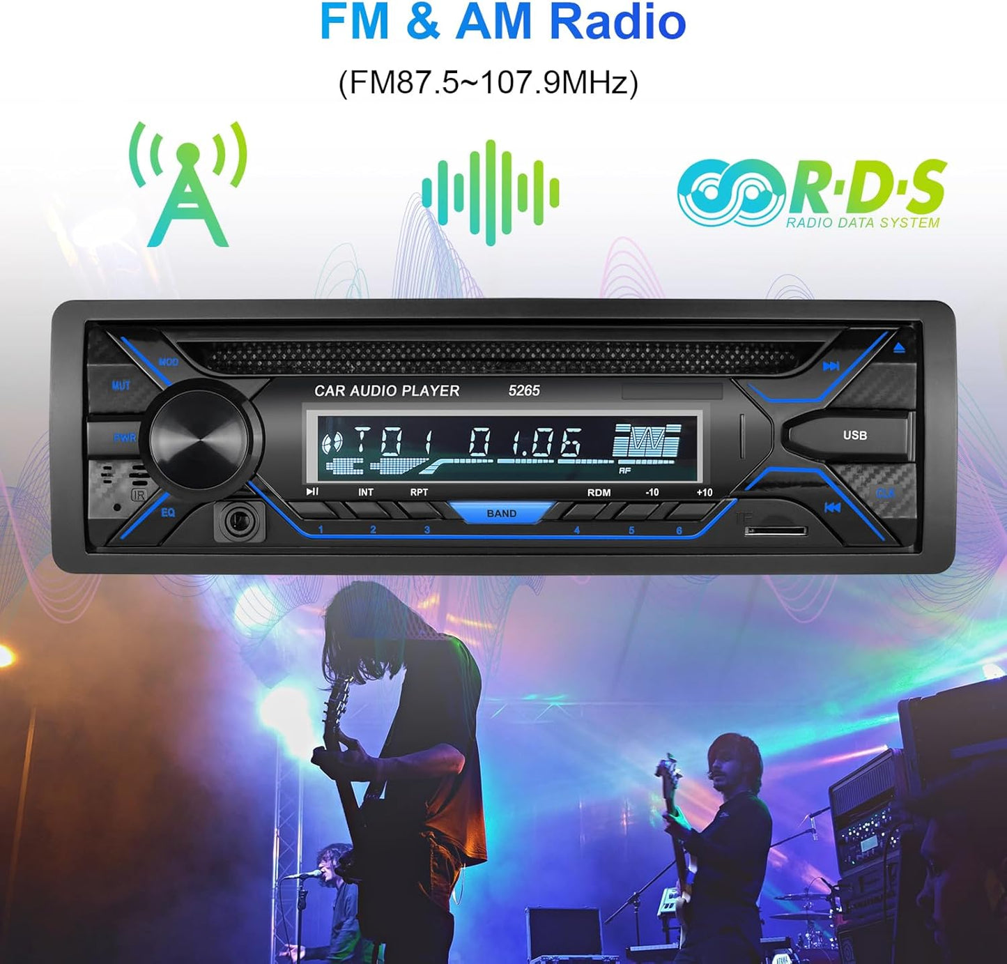 Single Din Car Stereo with CD/DVD Player, Single Din Radio with SD Card/AUX/USB Playback, AM/FM