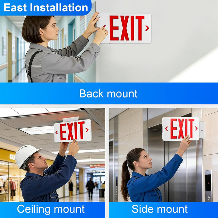 LED Exit Sign with Battery Backup, Double Sided Red Emergency Light, AC 120-277V Hardwired,ETL Listed,Exit Sign for Business,2 Pack