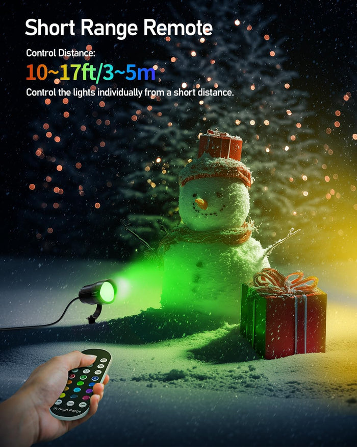 HIBOITEC Low Voltage Landscape Lighting RGBW with Remote Connectors Spotlights 12-24V AC/DC Waterproof for House Yard Trees Outdoor 2Pack(Transformers NOT Included)