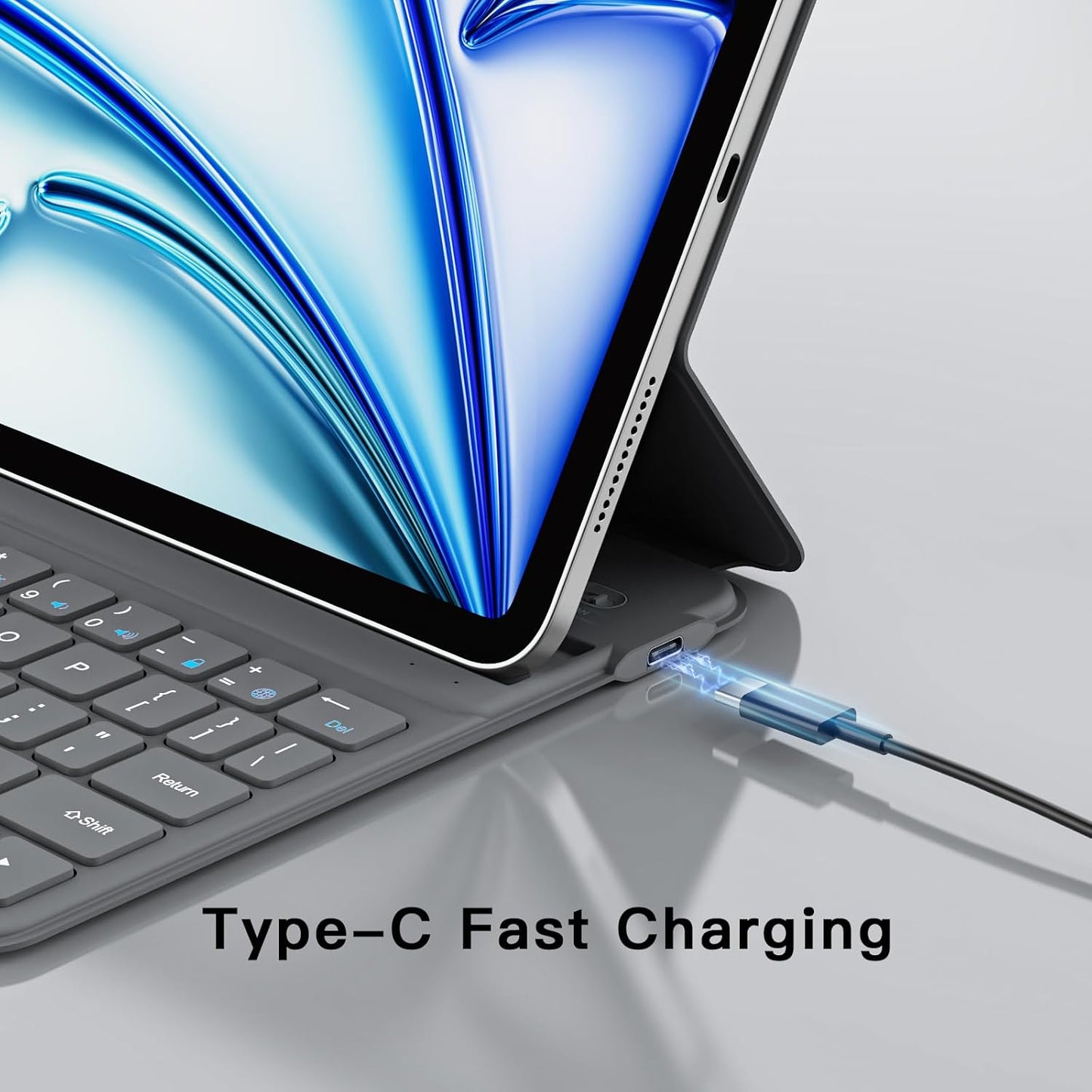 for iPad Air 11-inch Case with Keyboard (M3/M2, 2025/2024), Ultra-Thin & Lightweight, Safe Pencil Buckle, Rechargeable Magnetic Detachable Keyboard for iPad Air 11"/Air 5th/4th 10.9", Grey