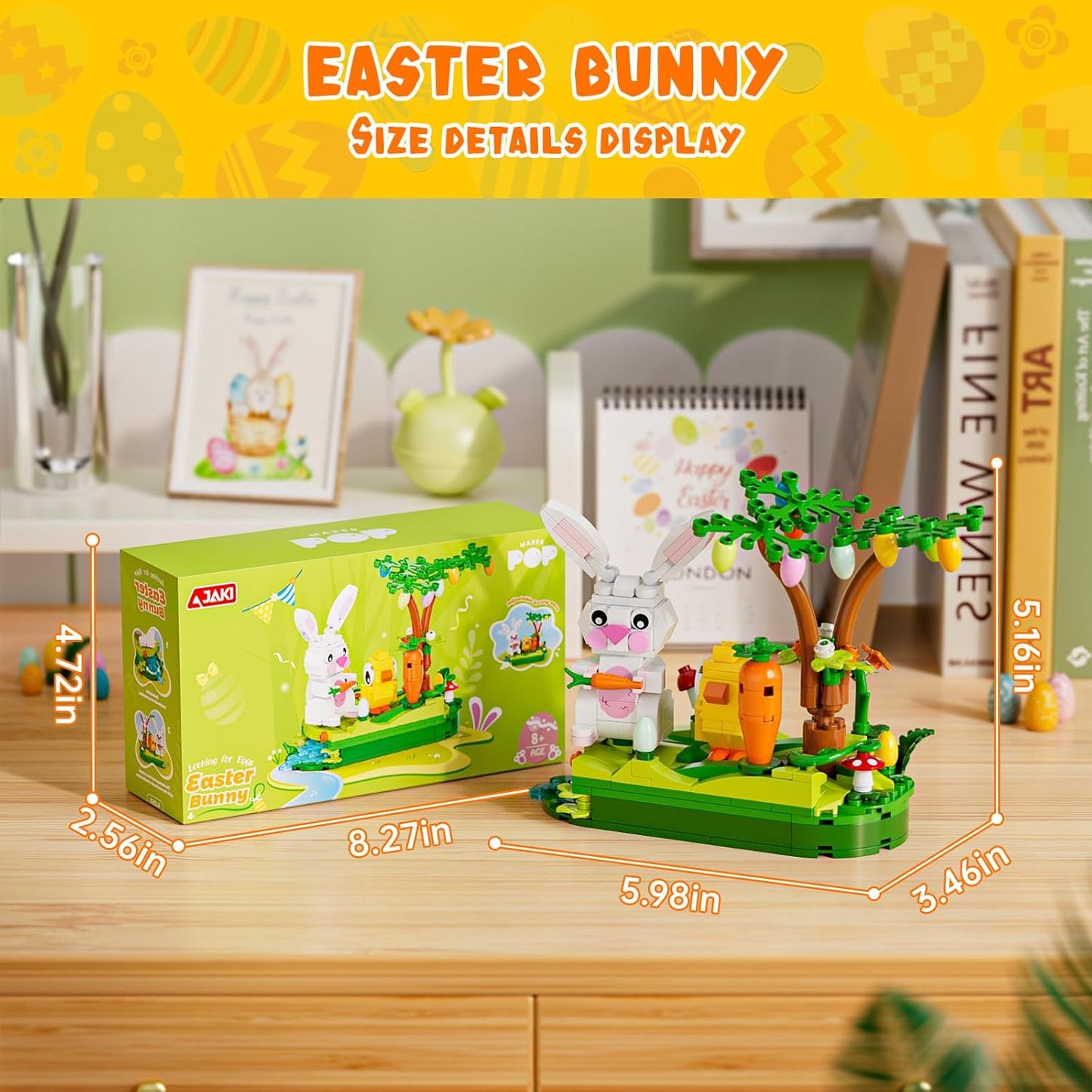 Easter Egg Hunt Bunny Building Rotate Toy Set - Movable Ears Forest Base Running Water Rotating Mechanism to Rotate Bunny Tree, Chick Rabbit Festival Decoration Gifts for Kids Adults Boys Girls 8+