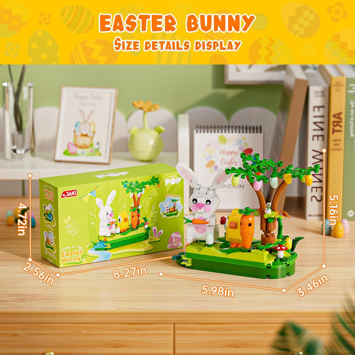 Easter Egg Hunt Bunny Building Rotate Toy Set - Movable Ears Forest Base Running Water Rotating Mechanism to Rotate Bunny Tree, Chick Rabbit Festival Decoration Gifts for Kids Adults Boys Girls 8+