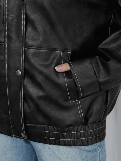 Trendy Queen Women's Oversized Leather Jackets Fall Motorcycle Bomber Winter Coats 2026