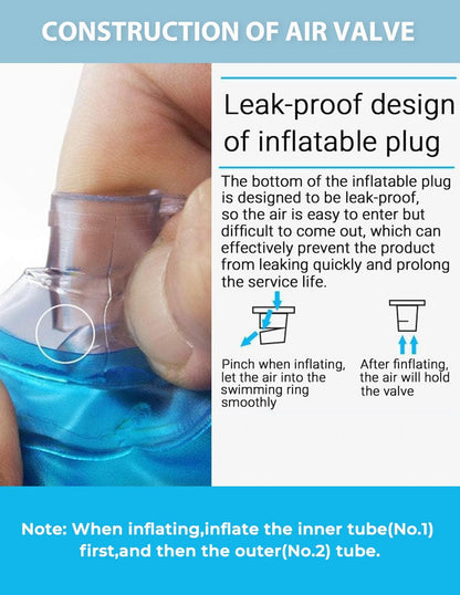 Upgraded Swim Vest Floaties,Inflatable Pool Floats Swimming Ring with Adjustable Safety Buckle,Double Air Bag,Learn to Swim Trainer