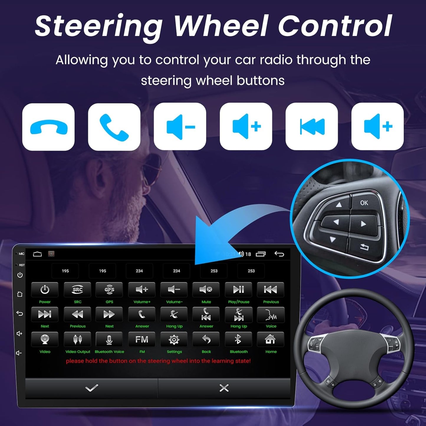 Radio Stereo Upgrade Replacement for Ford Transit 150 250 350 2015–2019: 9” IPS Touchscreen Head Unit, Wireless CarPlay Android Auto, Bluetooth 5.0 FM GPS WiFi DSP, 2GB RAM 64GB ROM