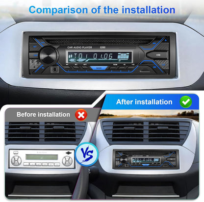 Single Din Car Stereo with CD/DVD Player, Single Din Radio with SD Card/AUX/USB Playback, AM/FM
