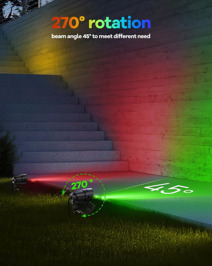 HIBOITEC Low Voltage Landscape Lighting RGBW with Remote Connectors Spotlights 12-24V AC/DC Waterproof for House Yard Trees Outdoor 2Pack(Transformers NOT Included)