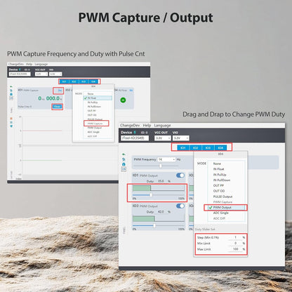JIO Module USB to IO Debug Module,USB to PWM ADC IO Tool, 12-bit ADC, 4-Channel IO, Windows Compatible,Comes with English User Manual,Software,CMD Command,Dll for C#,Python Development