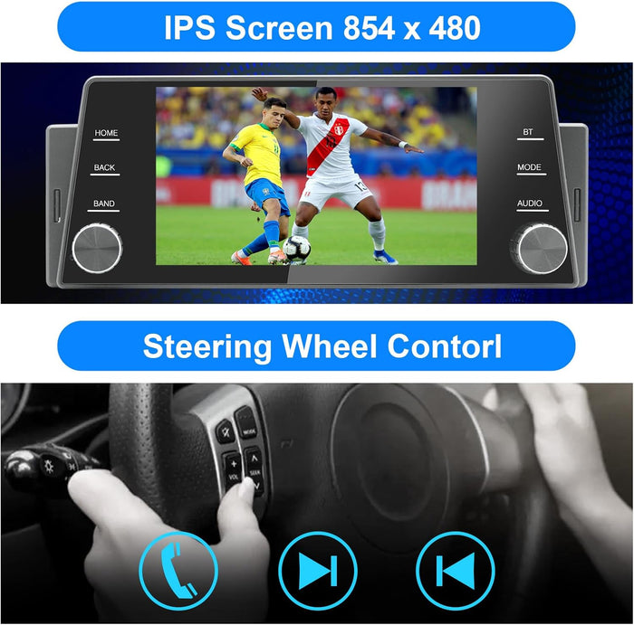 Single Din Car Radio Wireless CarPlay Wireless Android Auto, 5 Inch Touchscreen Car Stereo Head Unit with Mirror Link, GPS Navigation, USB/Bluetooth, FM Radio