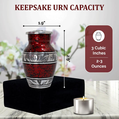Small Urns for Human Ashes Keepsake - Mini Urn for Ashes Set of 4 - Honor Your Loved One with Handcrafted Red Keepsake Urns for Women & Men (Red, Set of 4)