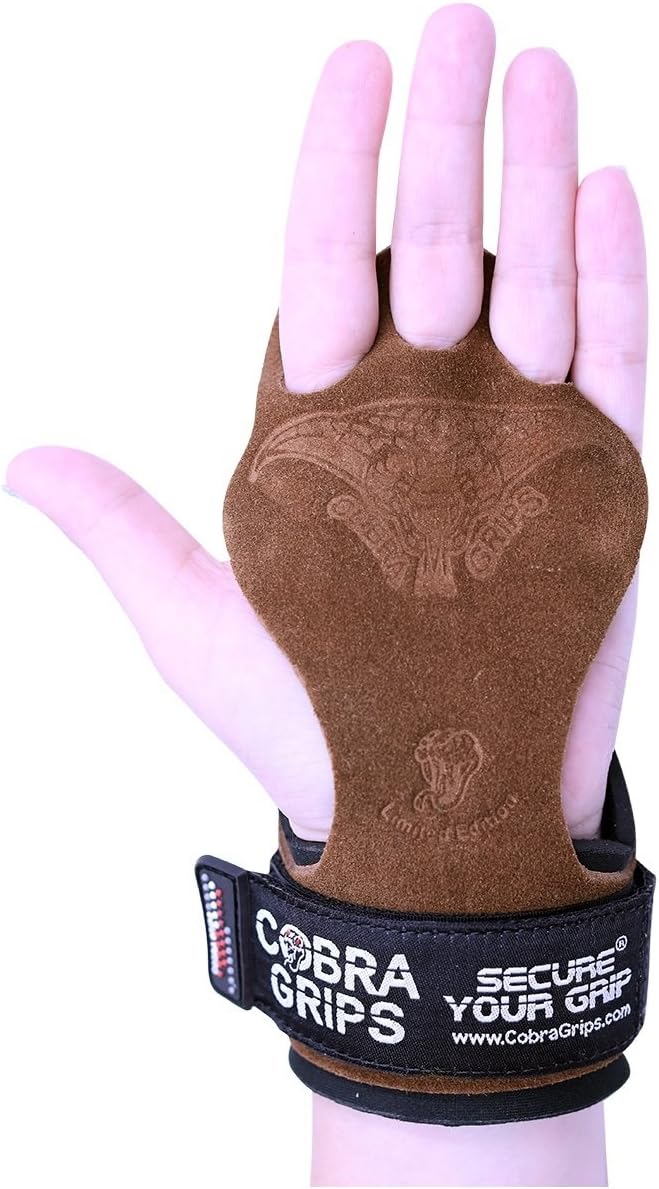 Grip Power Pads Cross Training Grips Best Gymnastics Grips Keep Your Hands Free from Blisters & Callouses Pullups Weight Lifting Chin Ups (Small 3.75"-4.25", Brown Nubuck Leather)