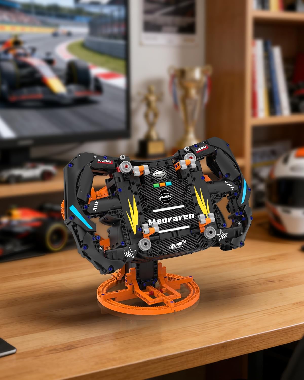 Simulator Steering Wheel Building Set,Game Simulation Racing Car Driving Wheel Block with Moving Parts, for Racing Fans, Home and Office Decoration（935 PCS）