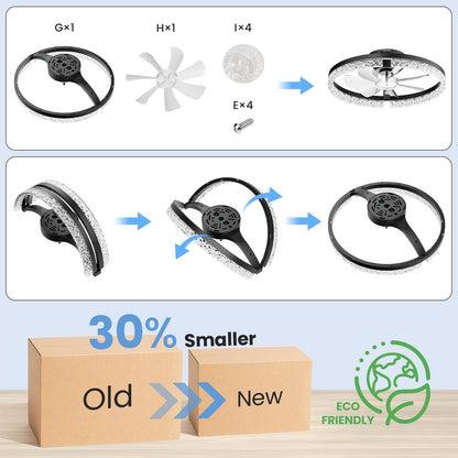 StarryEver Ceiling Fans with Lights and Remote, 18 Inch Modern Smart Ceiling Fan, 6 Speeds and 3000K-6500K Dimmable LED Fan Light, Low Profile Ceiling Fan for Bedroom, Living Room, Dining Room, Black