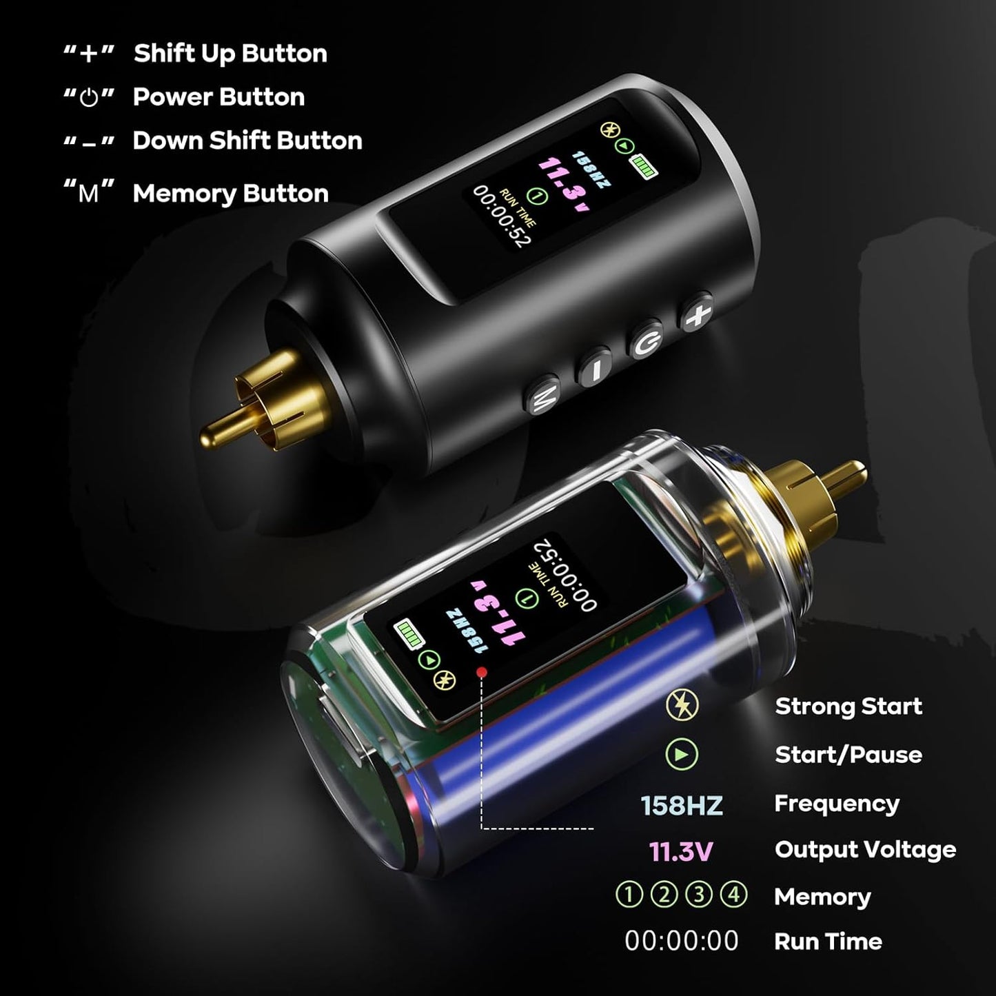 Cordless Tattoo Gun Kit, 1800mAh Rechargeable Battery & LED Display,Complete Tattoo Machine Supply for Beginners & Practice,SL-TKP202A-2