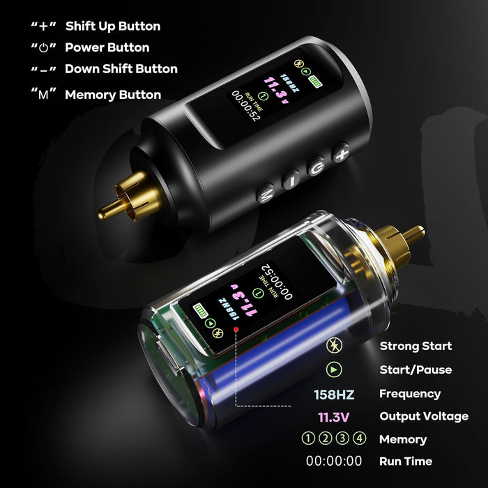 Cordless Tattoo Gun Kit, 1800mAh Rechargeable Battery & LED Display,Complete Tattoo Machine Supply for Beginners & Practice,SL-TKP202A-2