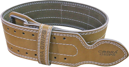 Weight Power Lifting Belt 4” Wide Cobra Grips Best Premium Genuine Leather Belt for Men & Women Adjustable Weightlifting Back Support (Brown, Medium 32"-40")