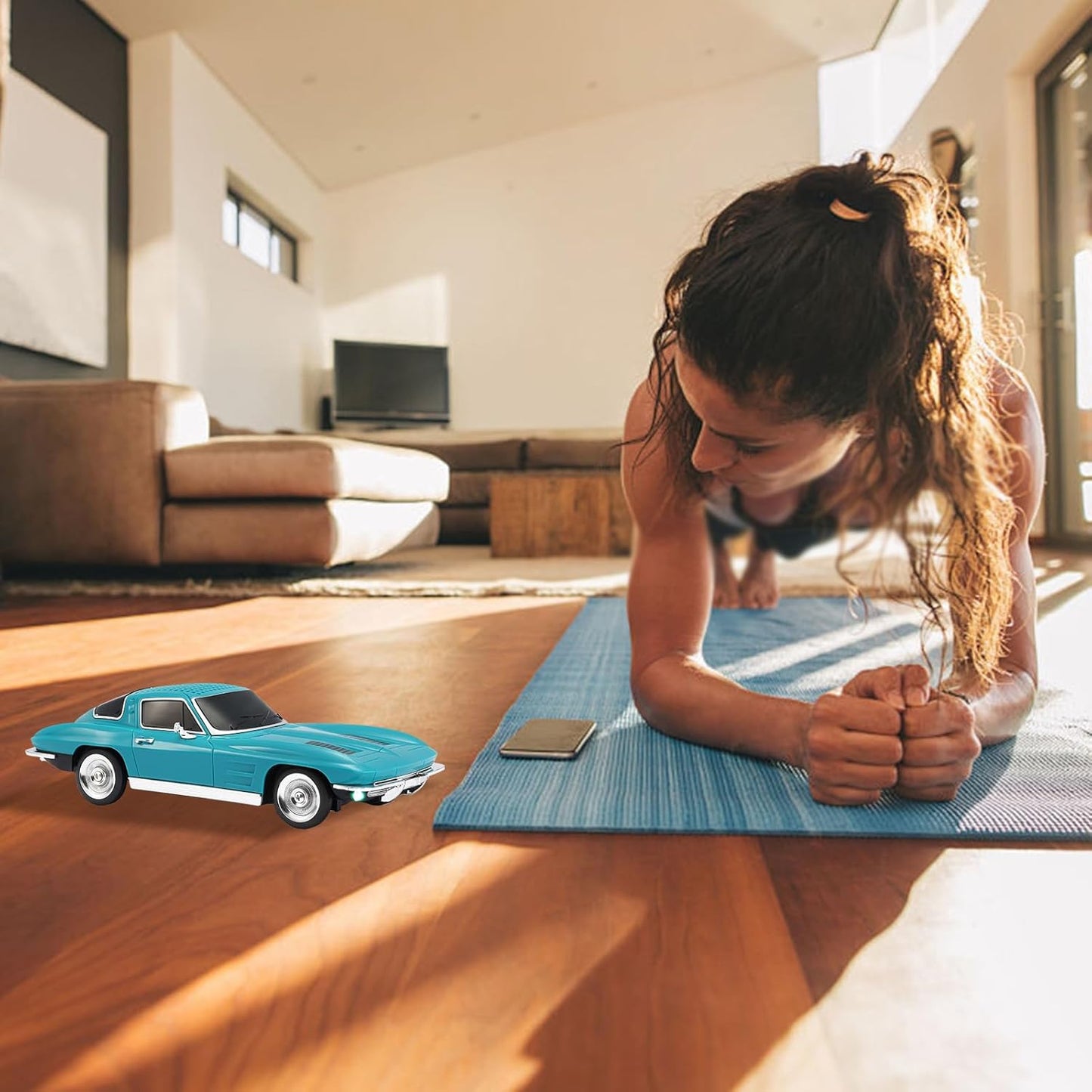 WS-1969 Retro Sports Car Bluetooth Replica Speaker – Portable Wireless Model with HD Sound, TWS Stereo Pairing, FM Radio, USB/TF Playback, LED Headlights & Taillights, Built-in Mic (Green)