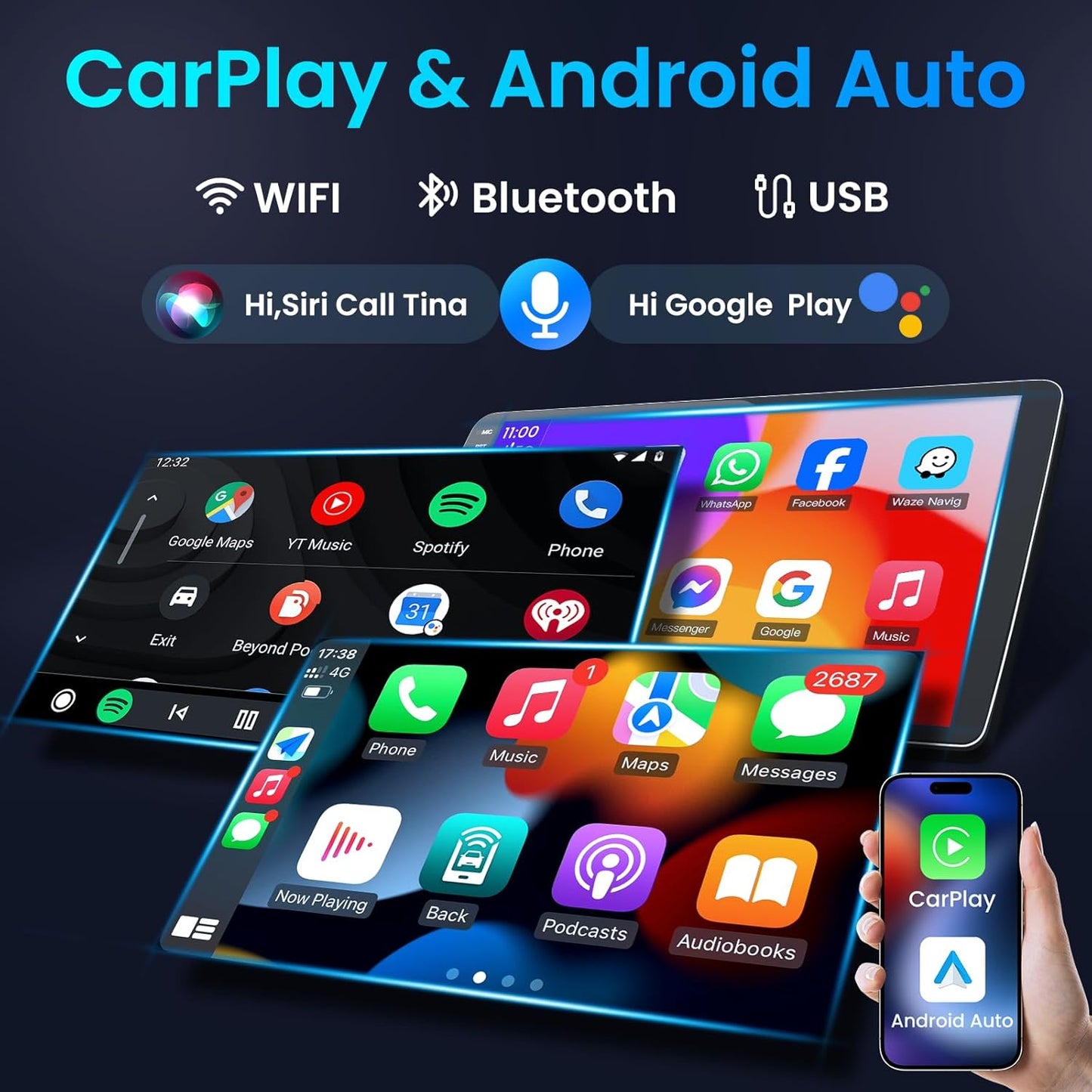 4Core Car Radio for Subaru Forester WRX Impreza 2014 2015: Wireless CarPlay&Android Auto with 9" HD Touchscreen Bluetooth WiFi GPS FM Suitable for Harman Kardon Systems 1080 Backup Camera SWC