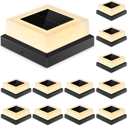 Outdoor Waterproof with Warm White Lighting Black Waterproof Cap Post Lights fit 3.5x3.5/4x4 Wooden/Vinyl Posts