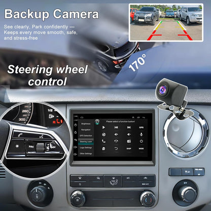 Upgrade Car Radio for Ford F250/F350 2006-2016, F-150 F150 2004-2008, Mercury Milan 2006-2009, Shelby GT500 2007-2009, 7 Inch Touch Screen Stereo with Wireless Carplay Android Auto GPS FM WiFi Camera