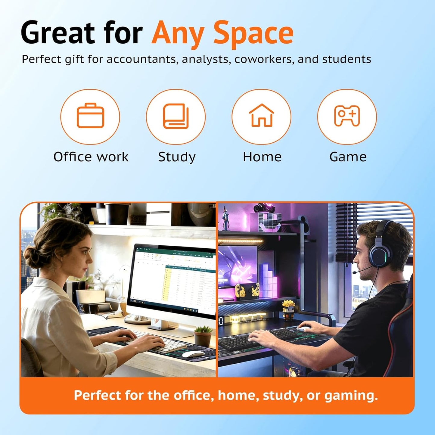 Excel Shortcut Mouse Pad (31.5" x 11.8") | Large Mouse Pad with 120+ Excel Keyboard Shortcuts, Non-Slip Rubber Base, Extended Gaming & Office Mousepad for Accountants, Students, Analysts