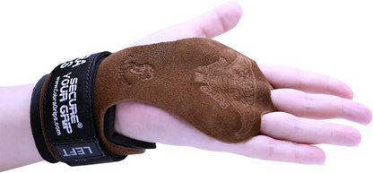 Grip Power Pads Cross Training Grips Best Gymnastics Grips Keep Your Hands Free from Blisters & Callouses Pullups Weight Lifting Chin Ups (Small 3.75"-4.25", Brown Nubuck Leather)