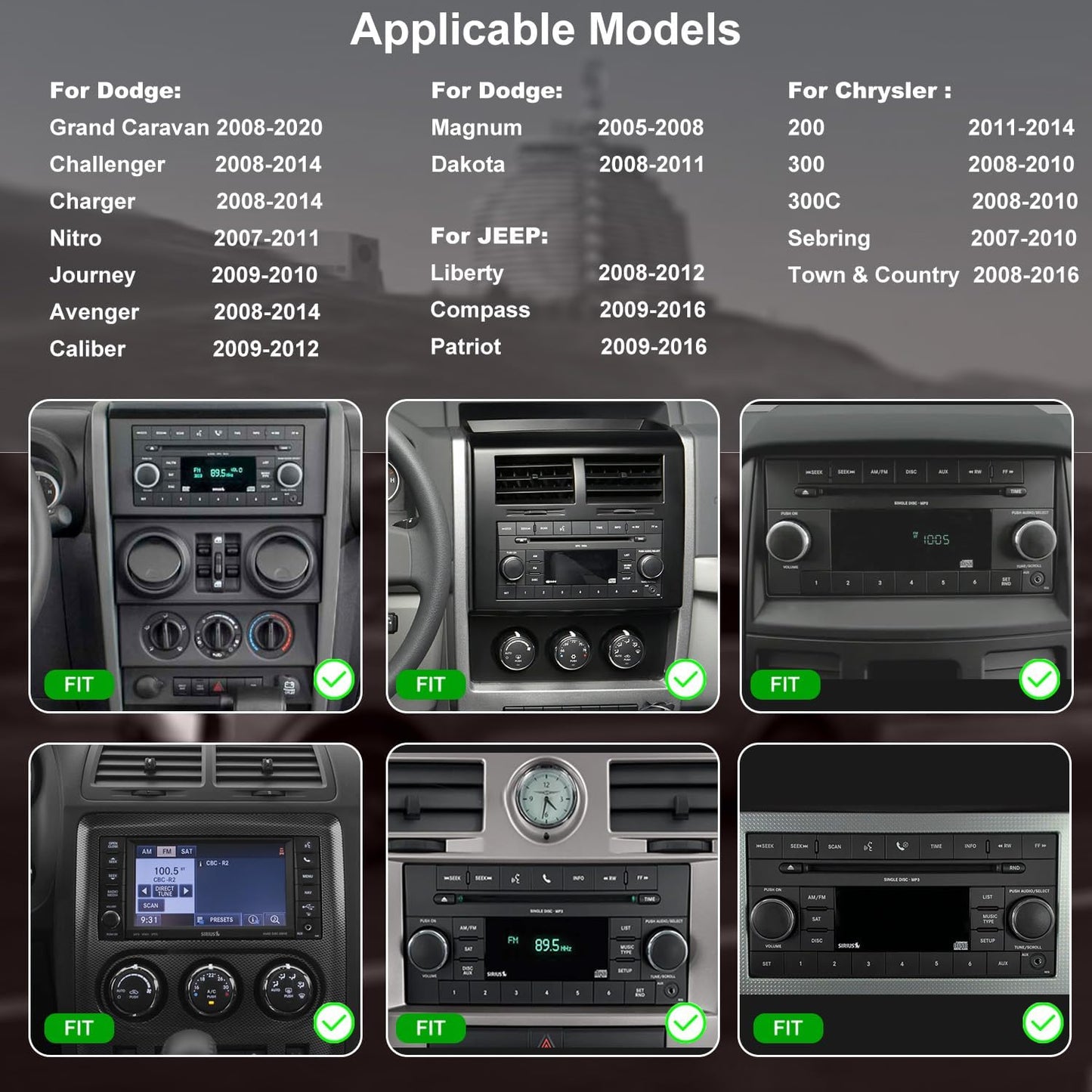 5G WiFi Upgrade Car Radio for Jeep Liberty 2008-2012, Dodge Grand Caravan 2008-2020, Chrysler Town & Country 2008-2016, 7 Inch Wireless Carplay Android Auto Touch Screen Stereo, GPS BT FM SWC Camera