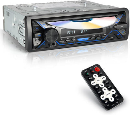 Single Din Car Stereo with CD/DVD Player, Single Din Radio with SD Card/AUX/USB Playback, AM/FM