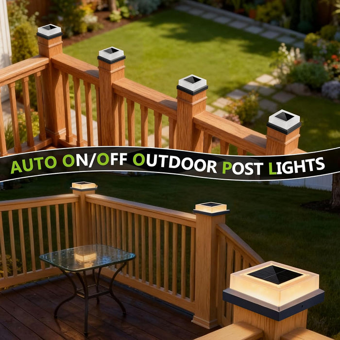 Outdoor Waterproof with Warm White Lighting Black Waterproof Cap Post Lights fit 3.5x3.5/4x4 Wooden/Vinyl Posts