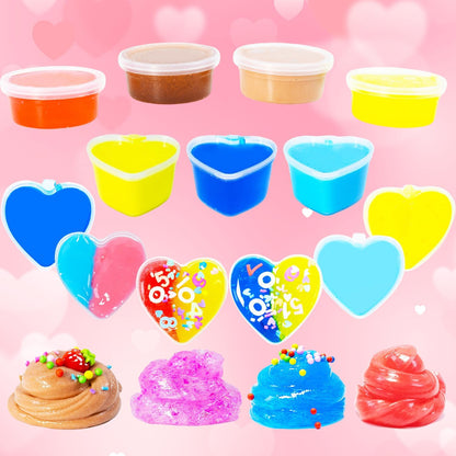 Valentine's Day Mini Slime Kit, Confetti,Foam, Butter Slime, DIY Craft Kits, Stress Relief Toys,Valentine Gifts for Kids, Party Favors for Kids