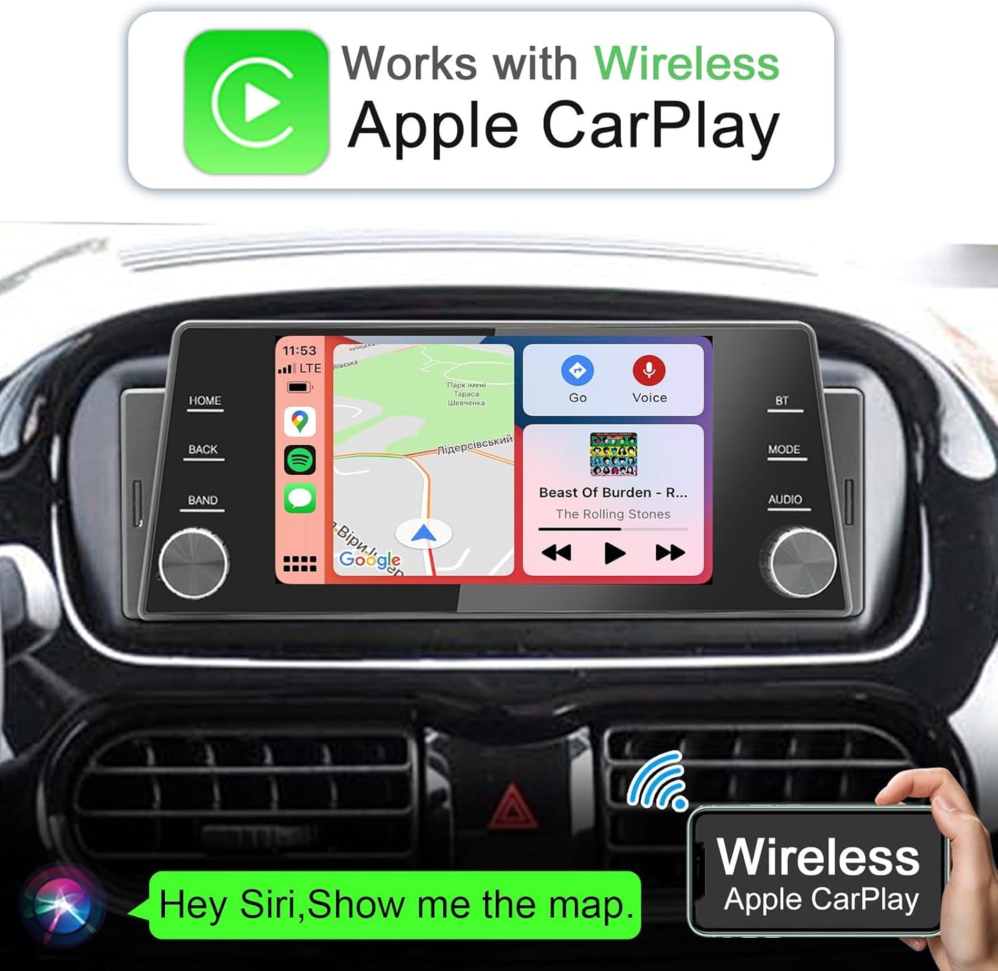 Single Din Car Radio Wireless CarPlay Wireless Android Auto, 5 Inch Touchscreen Car Stereo Head Unit with Mirror Link, GPS Navigation, USB/Bluetooth, FM Radio