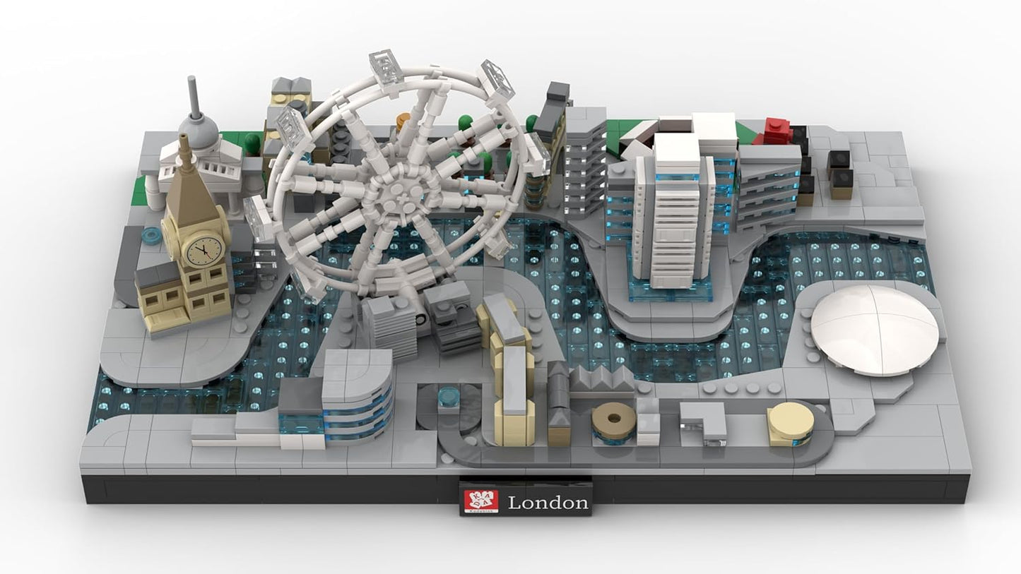 kadablok London Skyline Building Sets - London Architecture Building Blocks with Big Ben, London Eye, Tower Bridge - MOC Compatible Building Kit for Adults, Collectible Display Gift 1127 PCS