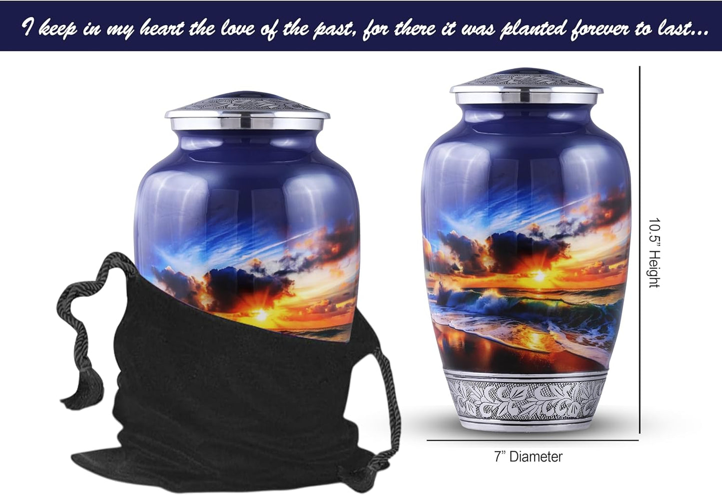 Fishing Cremation Urn for Human Ashes | Adult Cremation Urn for Ashes, Urn for Men & Women, Handmade Funeral Urns with Velvet Bag 200cubic Inch. (Blue Engraved, Adult)