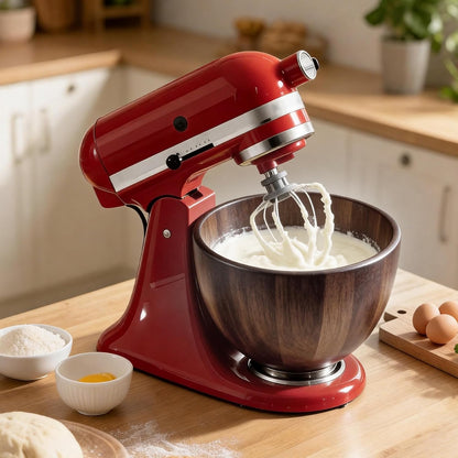 Wooden Mixing Bowl Official Acacia Wooden Bowl Compatible with KitchenAid Stand Mixer 4.5 & 5 QT Tilt-Head Models