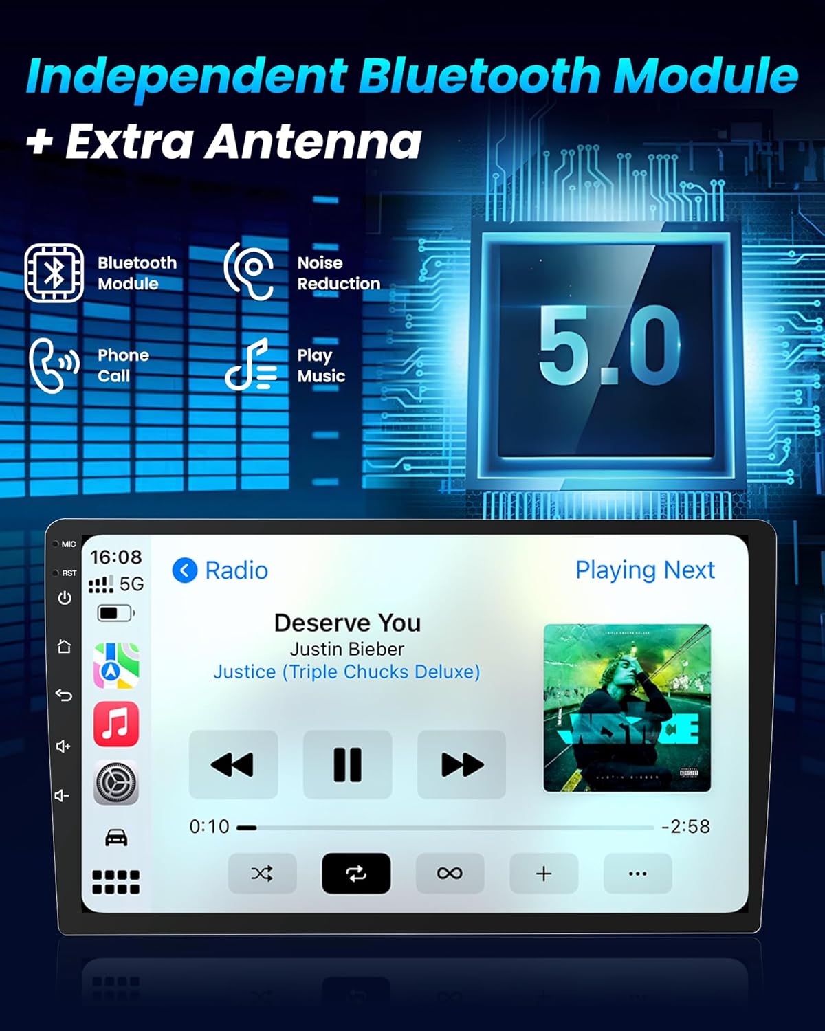 Upgrade Stereo for Nissan Sentra Radio 2013-2017: 10Inch HD Touchscreen Stereo with Wireless Carplay Android Auto Support 5G WiFi GPS Bluetooth FM SWC Mirror Link 1080P Backup Camera